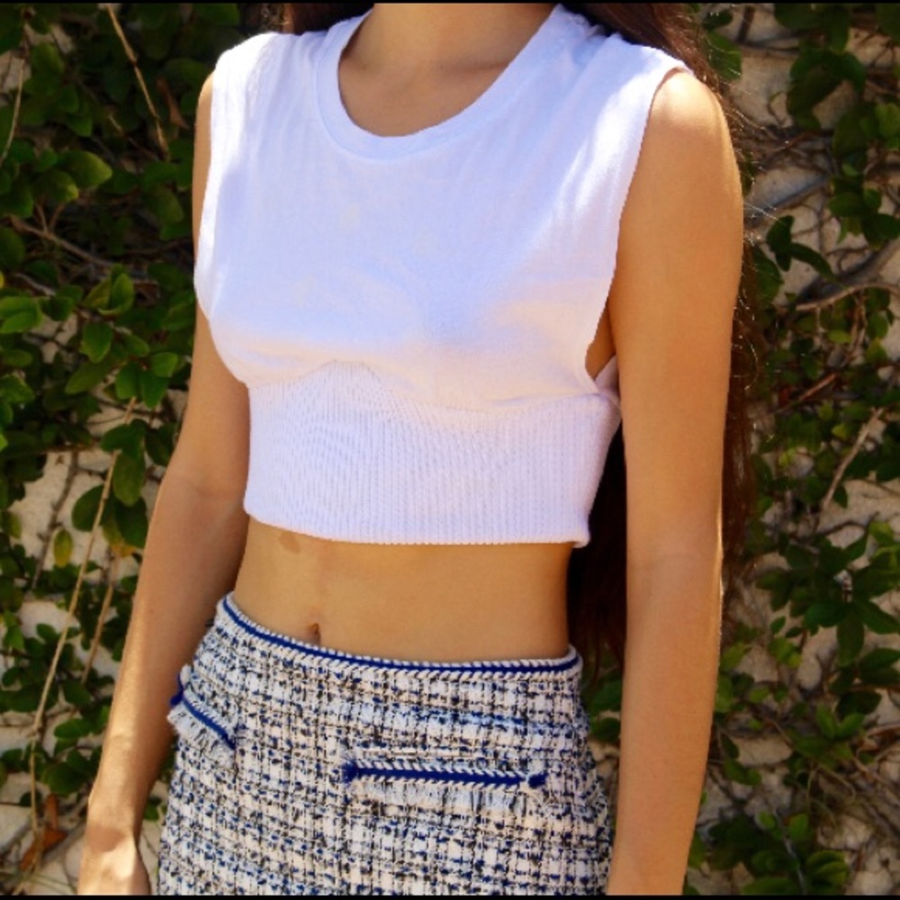 White Corset Style Crop Top